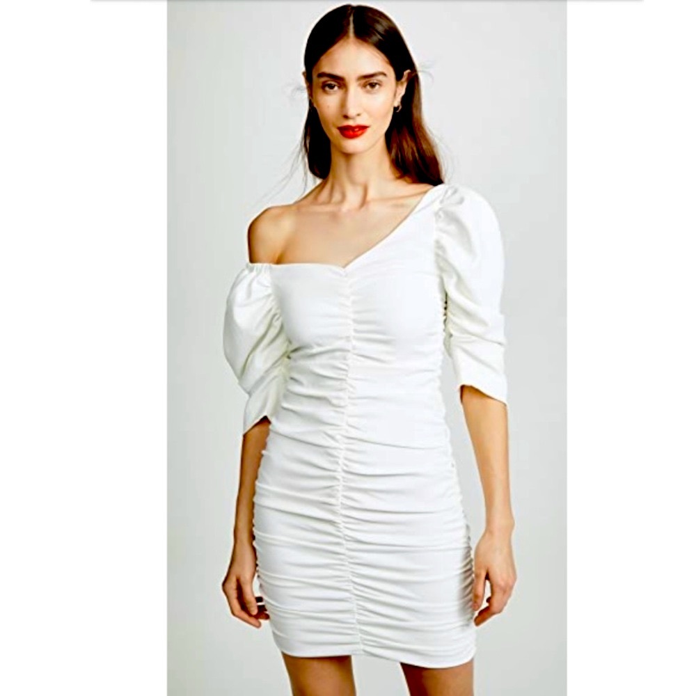 NWT Ronny Kobo Urbania Ruched Mini Dress - White Size XS